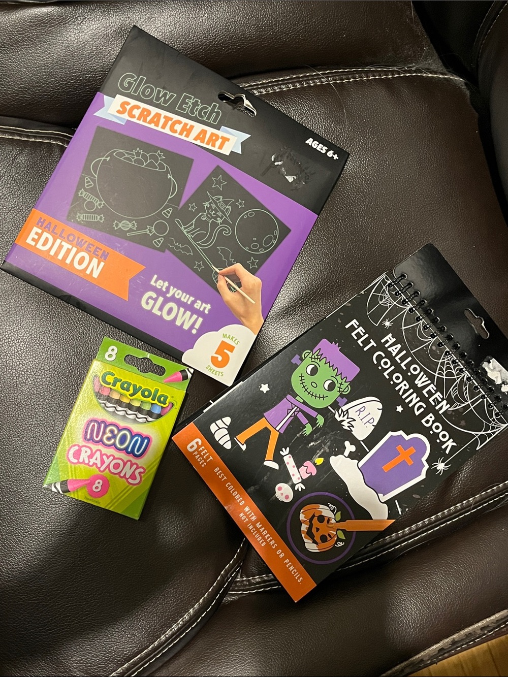 Kids Halloween Activity Bundle Scratch Art Felt + Coloring Book + Bonus Crayons